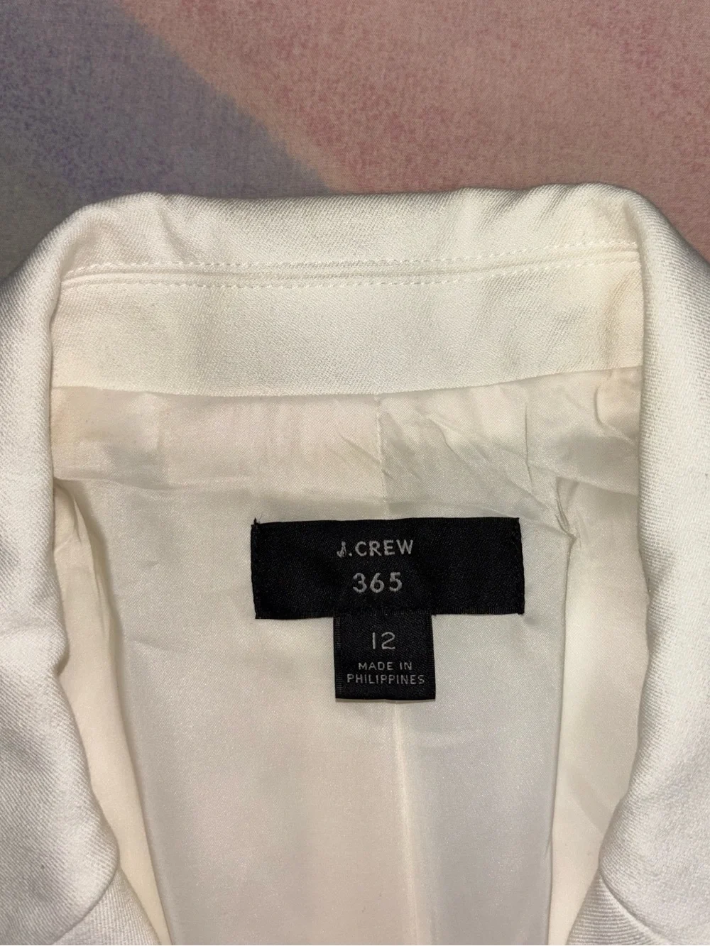 J. CREW 365 Ivory White Peplum Blazer Jacket 12 Classic Lined Work Career Event